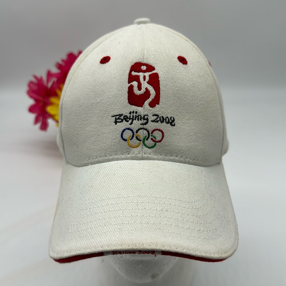 2008 Olympics Baseball Hat Bejing White Red Adjustable HT5779D